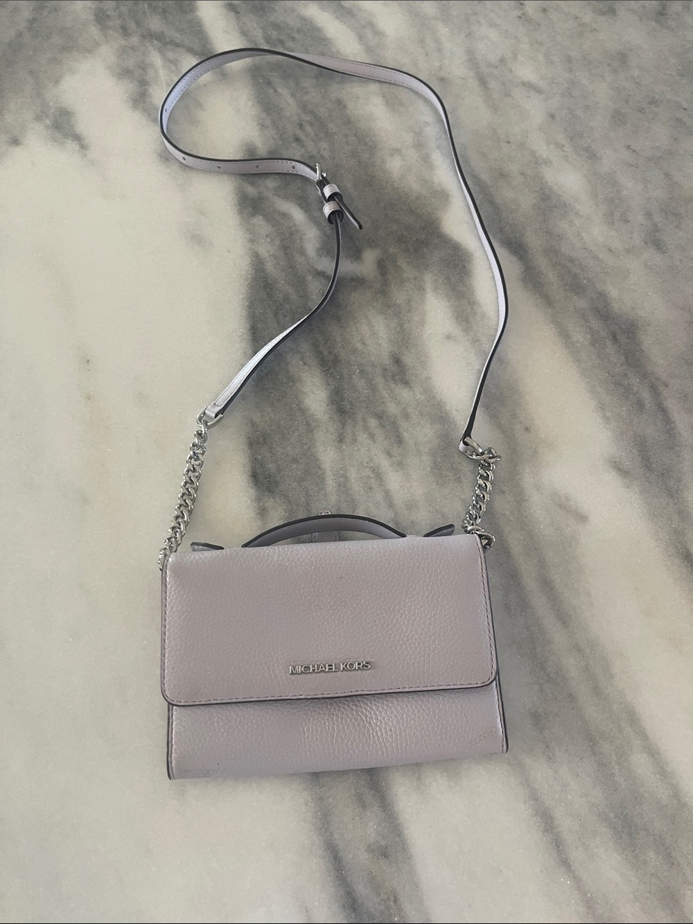 Michael Kors Lavender Leather Crossbody Bag with Chain Strap